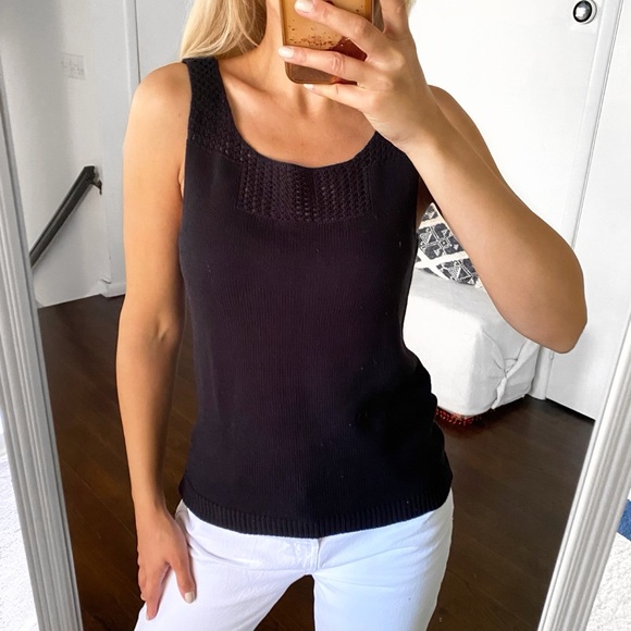 🖤 CHELSEA & THEODORE BLACK KNIT CLASSIC SUMMER TANK TOP! - Picture 5 of 9